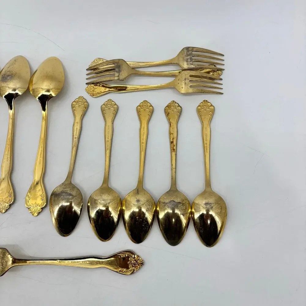 Rogers Stainless Steel Gold Tone Flatware Repurpose DIY Crafting